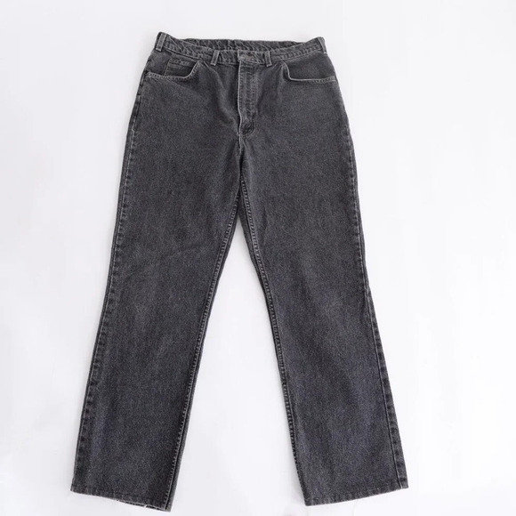 Vintage Levis 619 Black Stone Wash Straight Leg Denim Orange Tag Jeans 36/32 - Picture 1 of 14
